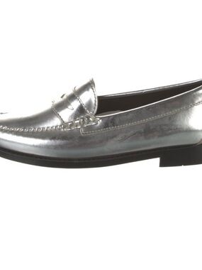 Re/Done + Weejuns Silver Metallic Leather Penny Loafers Size 6.5